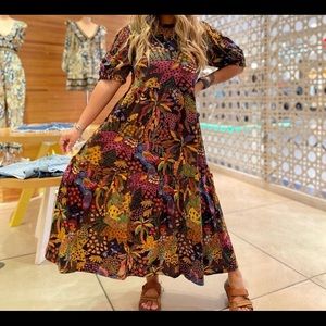 Farm Rio Black Animal Love Mesh Cropped Dress. Size Small.